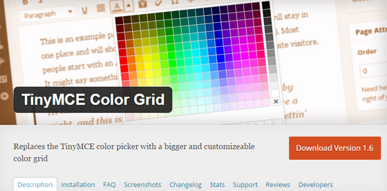 TinyMCE Color Grid - улучшенная палитра цветов