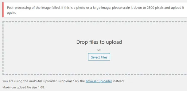 Ошибка загрузки изображения WordPress