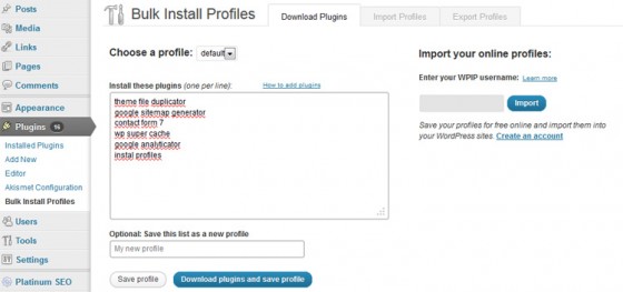Плагин WP Install Profiles