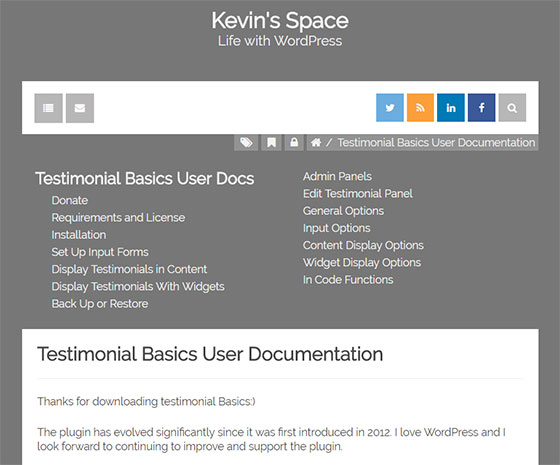 Сайт разработчика Kevin's Space