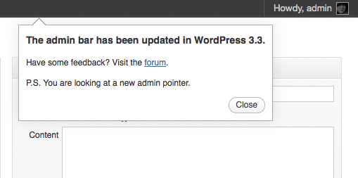 подсказки WordPress 3.3