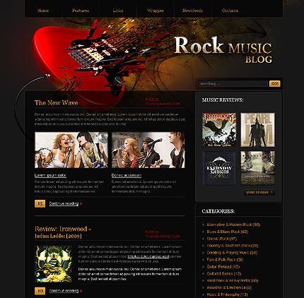 темный шаблон RockMusic Blog